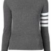 Thom Browne crew neck Pullover With White 4-Bar Stripe In Grey Cashmere