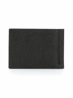 Thom Browne Money Clip Wallet In Black Pebble Grain