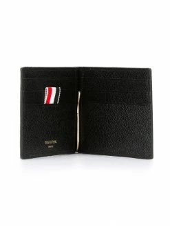 Thom Browne Money Clip Wallet In Black Pebble Grain
