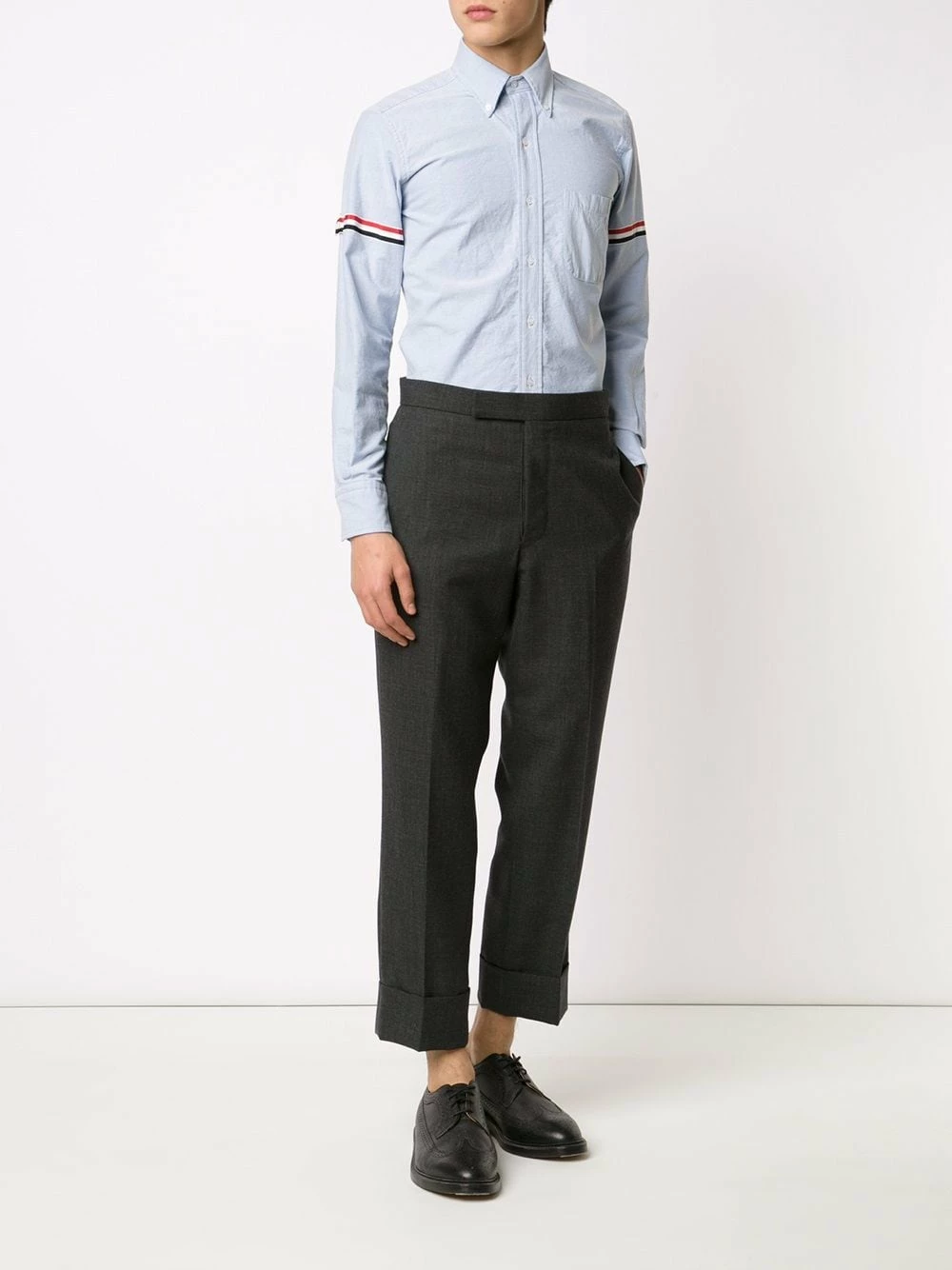 Thom Browne Grosgrain Armband Oxford Shirt shirts of men 2 Thom Browne Grosgrain Armband Oxford Shirt