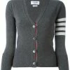 Thom Browne Classic V-Neck Cardigan In Cashmere With White 4-Bar Sleeve Stripe
