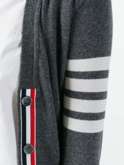 Thom Browne Classic V-Neck Cardigan In Cashmere With White 4-Bar Sleeve Stripe