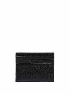 Thom Browne Card Holder With Note Compartment In Black Pebble Grain