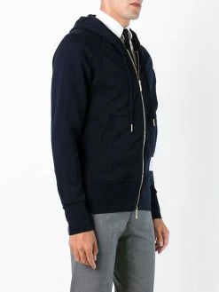 Thom Browne 4-Bar jersey zip-up hoodie
