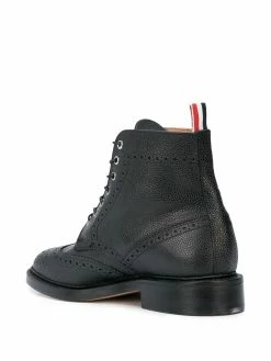 Thom Browne Wingtip Boot In Black Pebble Grain