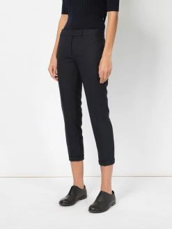 Thom Browne Lowrise Skinny Trousers In Navy 2-Ply Wool Fresco