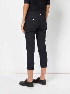Thom Browne Lowrise Skinny Trousers In Navy 2-Ply Wool Fresco