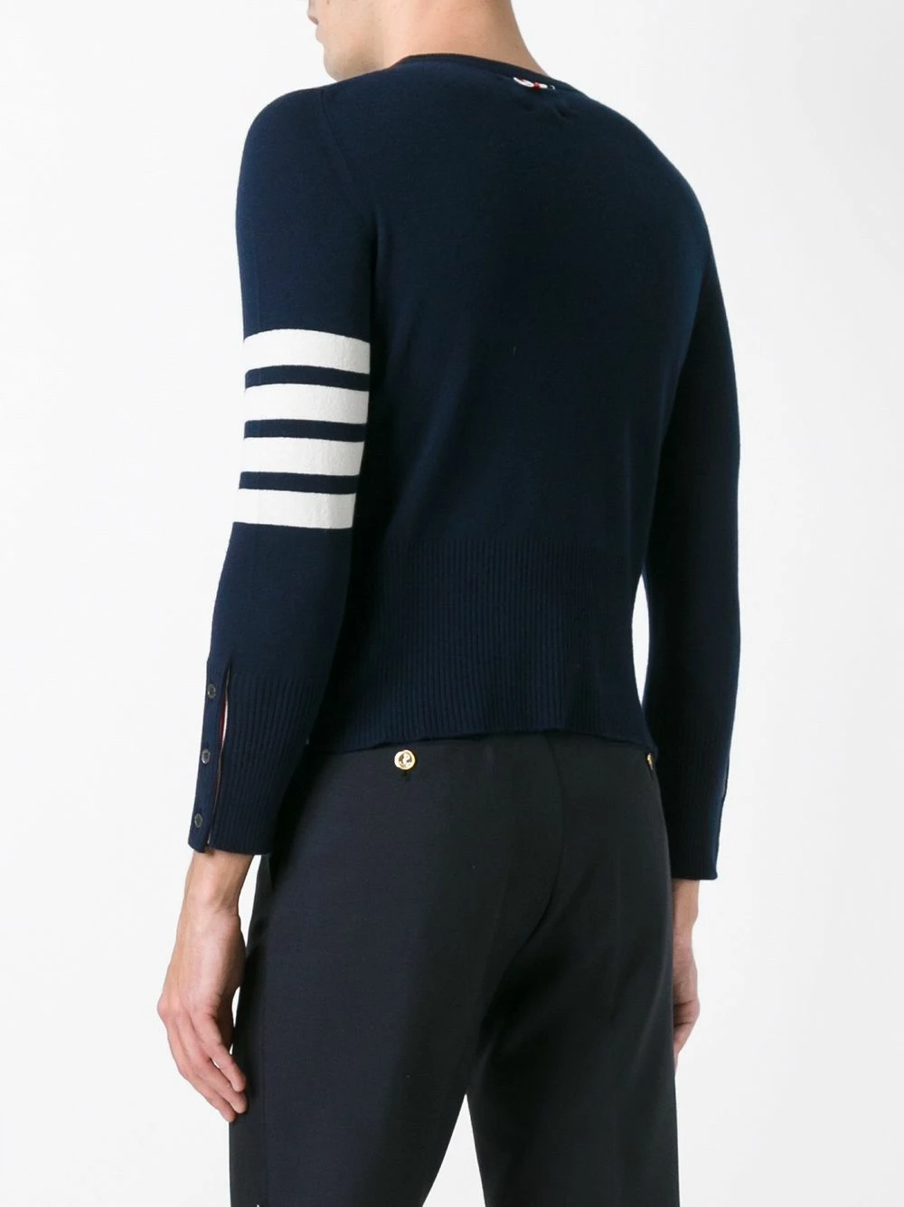 Thom Browne 4 Bar Short Cashmere Pullover knitted sweaters of men 4 Thom Browne 4-Bar Short Cashmere Pullover