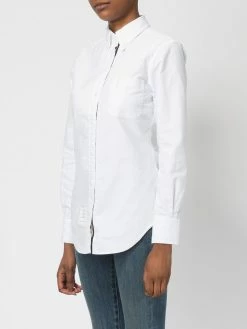 Thom Browne Classic Long Sleeve Button Down Shirt In White Oxford