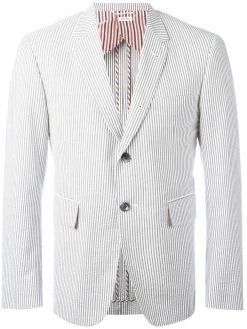 Thom Browne Single Breasted Sport Coat With Half Lining In Seersucker