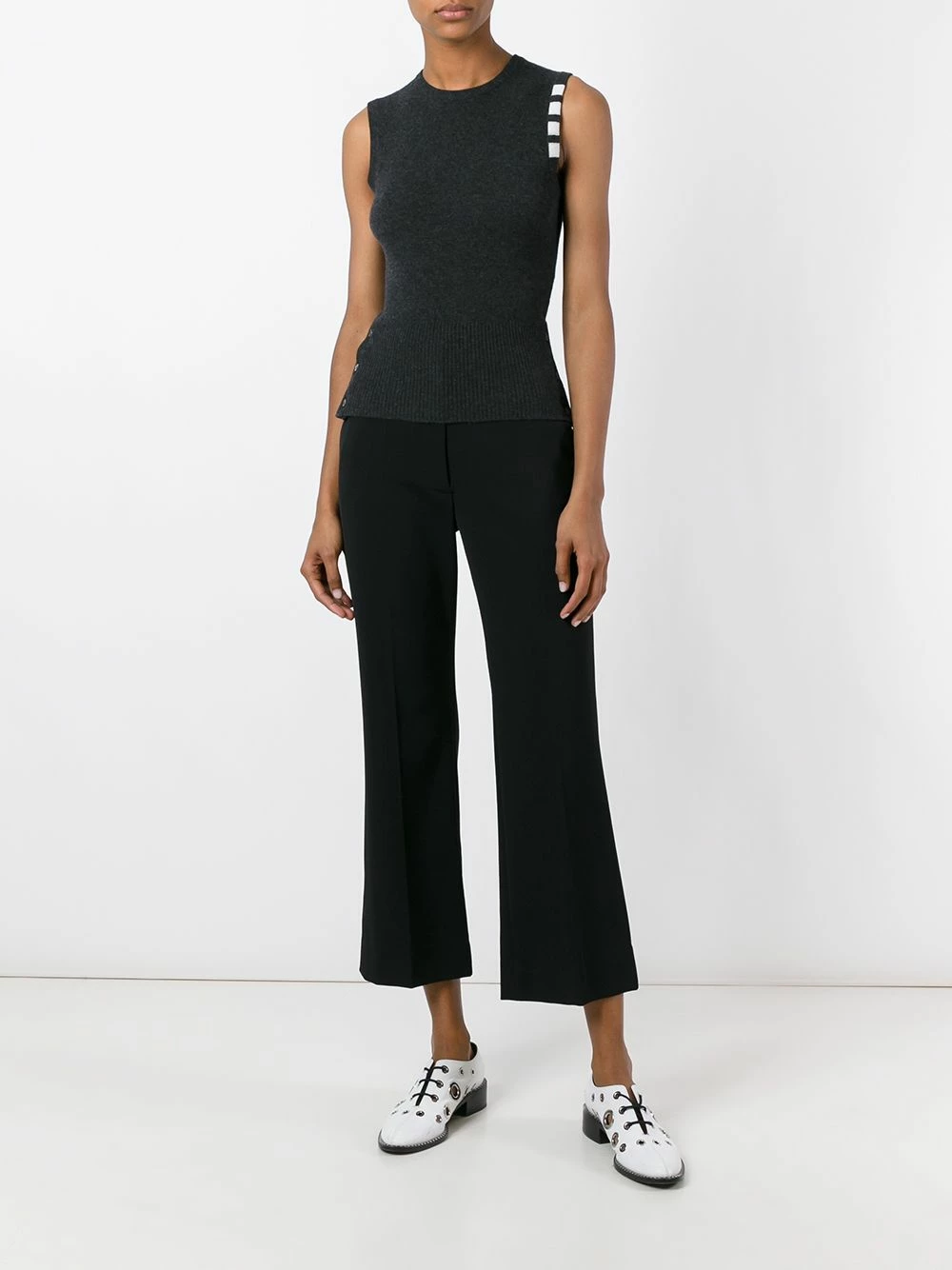 Thom Browne Cashmere stripe detail top knitted tops of women 2 Thom Browne cashmere stripe detail top