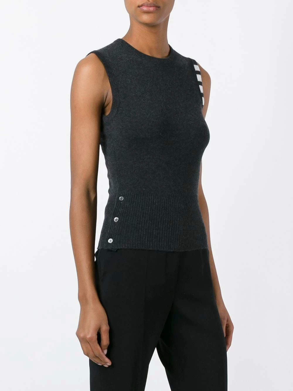 Thom Browne Cashmere stripe detail top knitted tops of women 3 Thom Browne cashmere stripe detail top