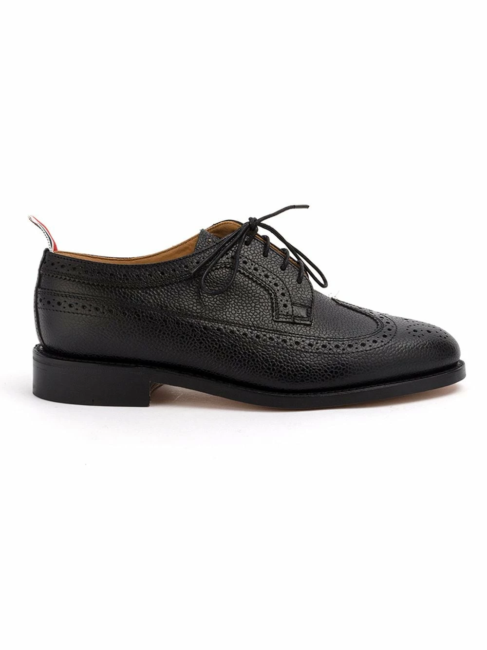 Thom Browne Classic Longwing Brogue Flat In Black Pebble Grain brogues & oxfords of women 1 Thom Browne Classic Longwing Brogue Flat In Black Pebble Grain