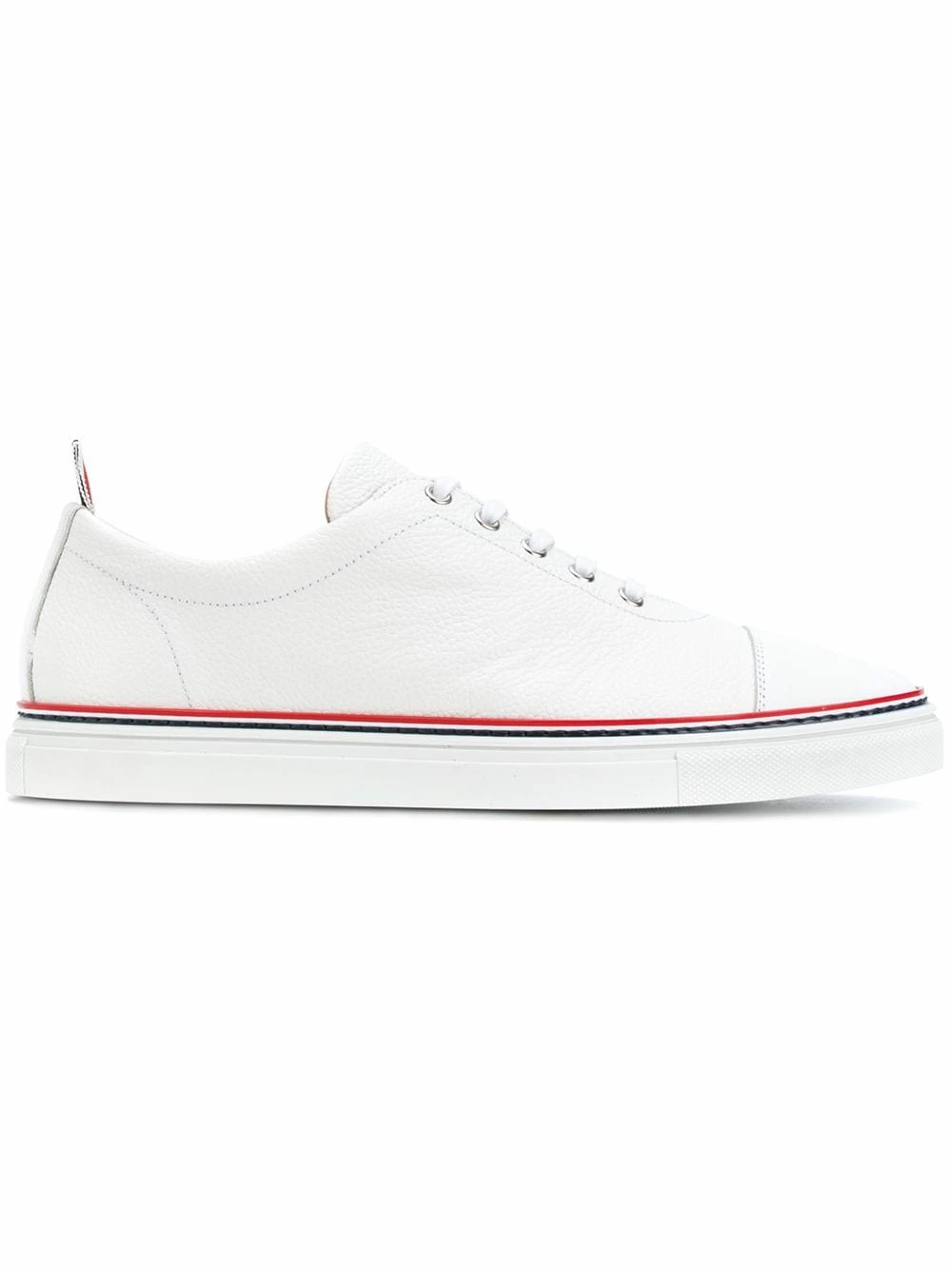 Thom Browne Straight Toe Cap Trainer In Pebble Grain & Calf Leather low-tops of men 1 Thom Browne Straight Toe Cap Trainer In Pebble Grain & Calf Leather