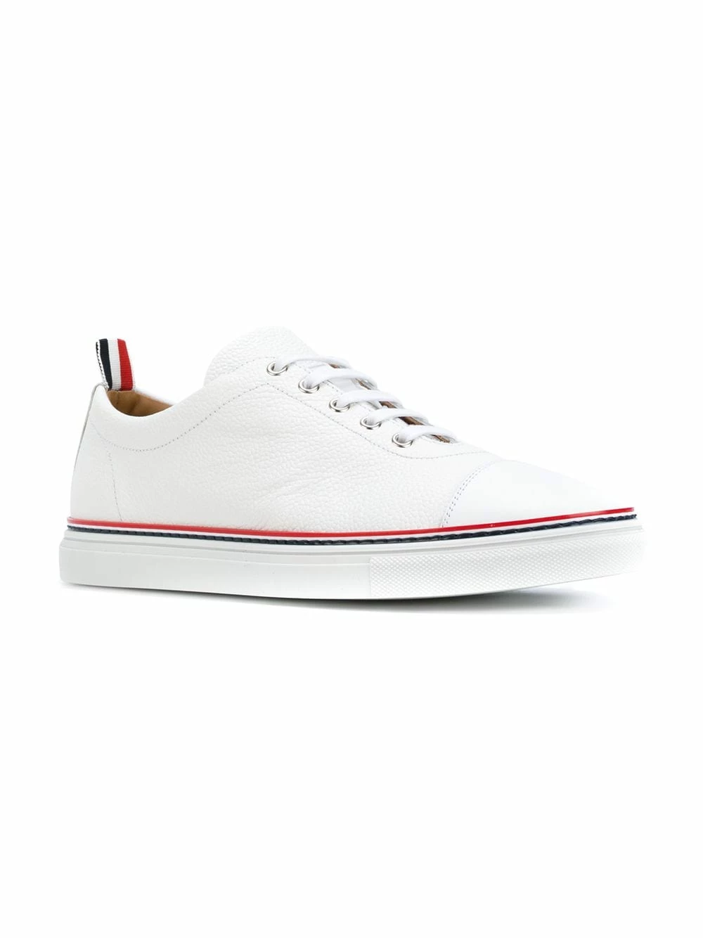 Thom Browne Straight Toe Cap Trainer In Pebble Grain & Calf Leather low-tops of men 2 Thom Browne Straight Toe Cap Trainer In Pebble Grain & Calf Leather
