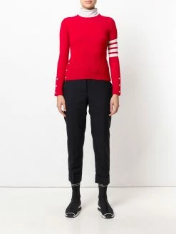 Thom Browne Classic crew neck Pullover Cashmere with 4-Bar Sleeve Stripe