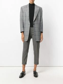 Thom Browne Lowrise Skinny Trousers In Medium Grey 2-Ply Wool Fresco