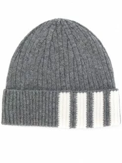 Thom Browne 4-Bar stripe cashmere rib beanie