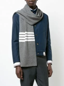 Thom Browne 4-Bar Stripe Cashmere Rib Scarf