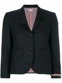 Thom Browne Classic Single Breasted Sport Coat With Wristwatch Applique & Combo Lapel In Super 120’s Twill