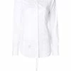 Thom Browne Lace-up Back Long Sleeve Button Down Point Collar Shirt In Solid Poplin