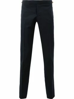 Thom Browne Low Rise Skinny Trouser With Red, White And Blue Selvedge Back Leg Placement In School Uniform Plain Weave