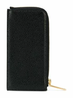 Thom Browne black Half Zip Around Wallet In Pebble Grain