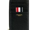 Thom Browne black Half Zip Around Wallet In Pebble Grain