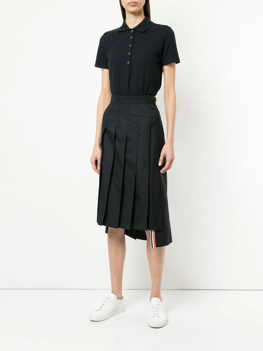 Thom Browne Stripe trim polo top polo tops of women 2 Thom Browne stripe-trim polo top