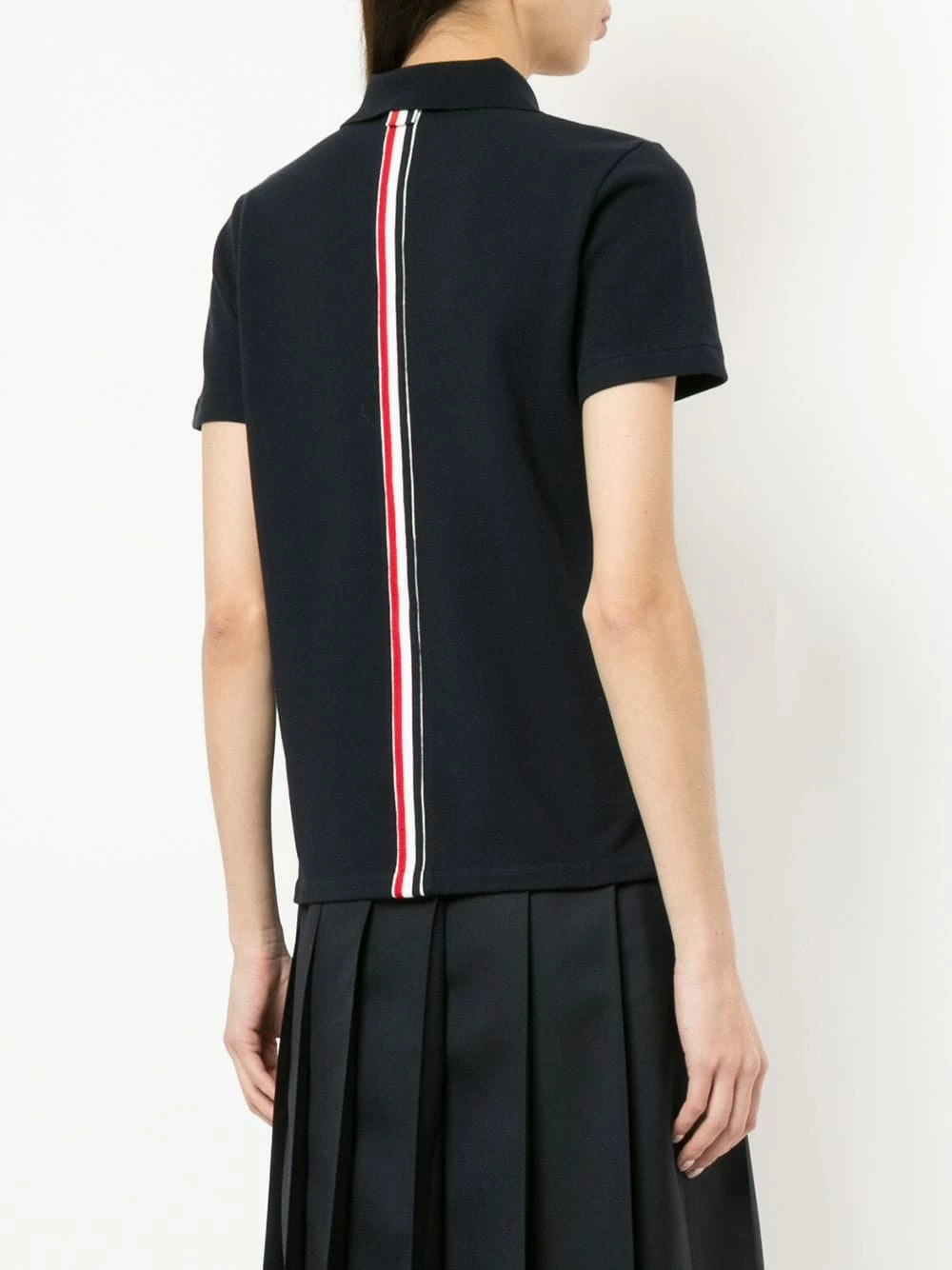Thom Browne Stripe trim polo top polo tops of women 4 Thom Browne stripe-trim polo top
