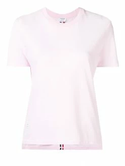 Thom Browne Relaxed Fit Short Sleeve Tee With Red, White And Blue Stripe In Classic Pique