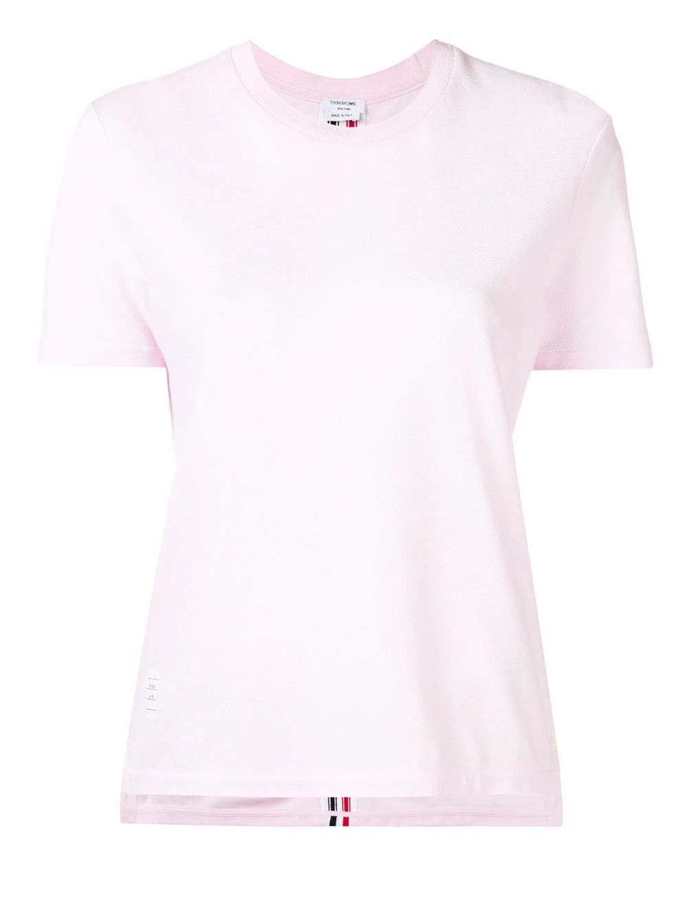 Thom Browne Relaxed Fit Short Sleeve Tee With Red, White And Blue Stripe In Classic Pique t-shirts & jersey shirts of women 1 Thom Browne Relaxed Fit Short Sleeve Tee With Red, White And Blue Stripe In Classic Pique