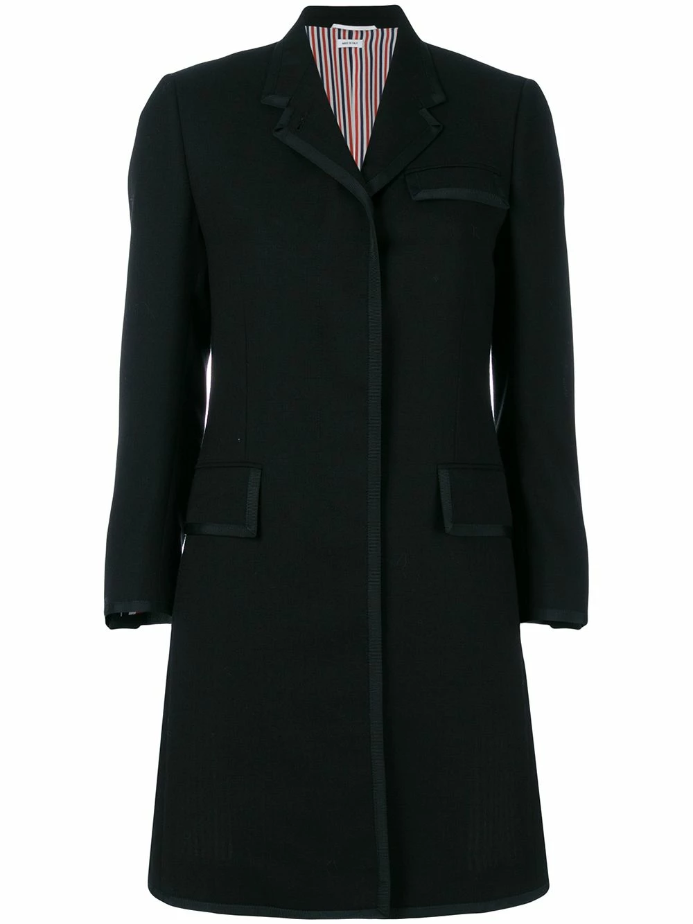 Thom Browne Grosgrain tipping Chesterfield coat single breasted coats of women 1 Thom Browne grosgrain tipping Chesterfield coat