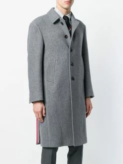 Thom Browne Center-Back Stripe Unconstructed Relaxed Fit Bal Collar Overcoat