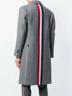 Thom Browne Center-Back Stripe Unconstructed Relaxed Fit Bal Collar Overcoat