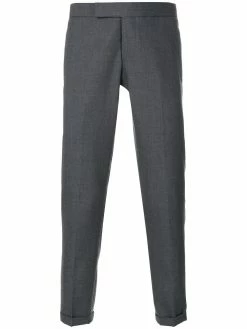 Thom Browne Engineered Striped Side Seam Solid Wool Twill Skinny Trouser