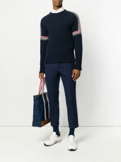 Thom Browne Rwb Intarsia Armband Tweed Pullover