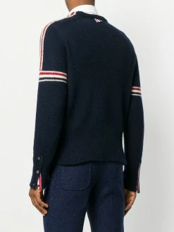 Thom Browne Rwb Intarsia Armband Tweed Pullover