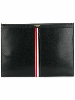 Thom Browne Vertical Intarsia Stripe Leather Medium Document Holder