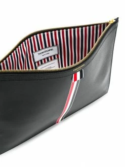 Thom Browne Vertical Intarsia Stripe Leather Medium Document Holder
