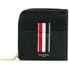 Thom Browne Vertical Intarsia Stripe Zip-around Wallet In Pebble Grain Leather