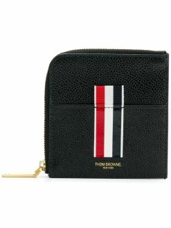Thom Browne Vertical Intarsia Stripe Zip-around Wallet In Pebble Grain Leather