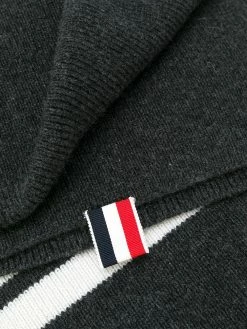Thom Browne Full Needle Rib Scarf With White 4-Bar Stripe In Cashmere