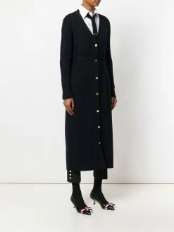 Thom Browne Half-and-half Rib Knit Striped Long Cardigan