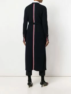 Thom Browne Half-and-half Rib Knit Striped Long Cardigan