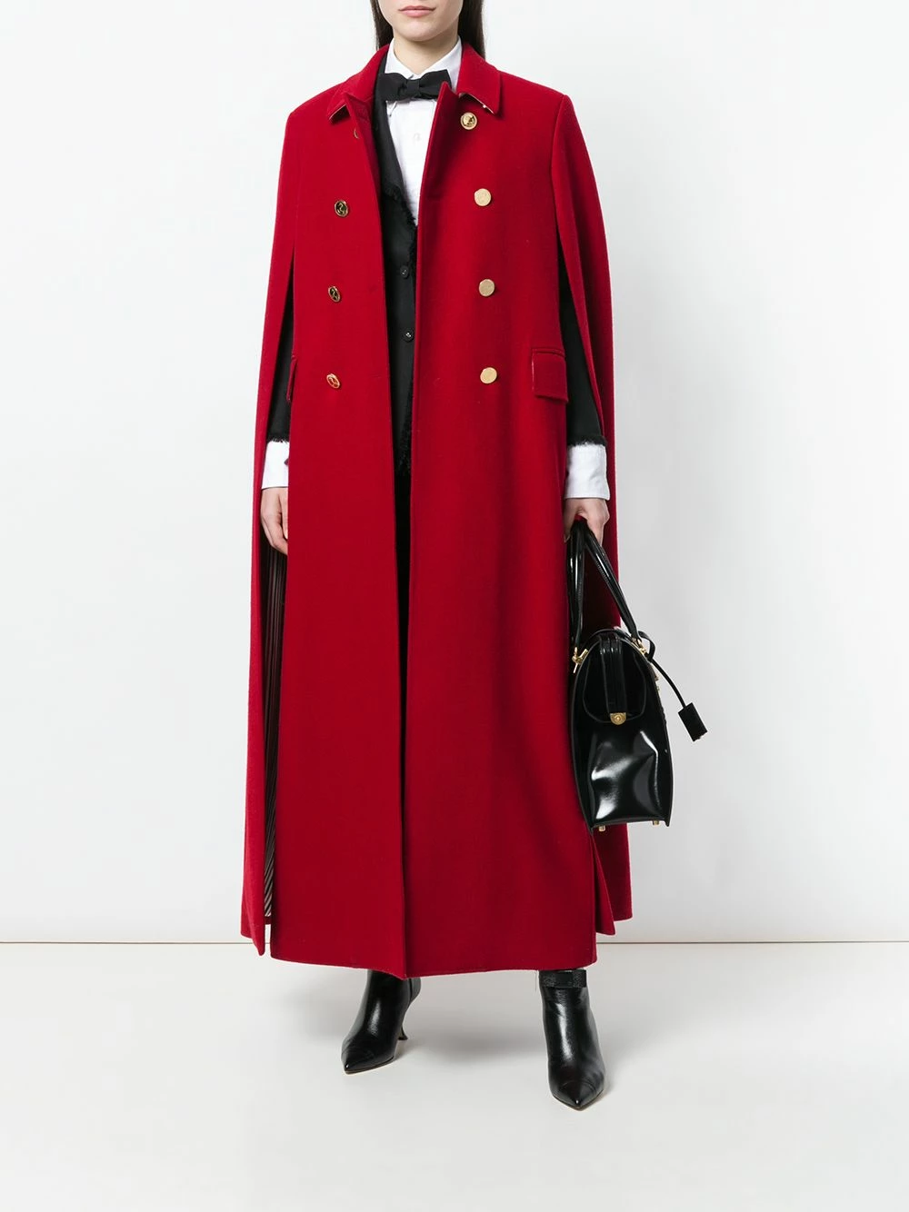 Thom Browne High Button Pintuck Double Breasted Cape In Pilot Cloth Melton capes of women 2 Thom Browne High-Button Pintuck Double-Breasted Cape In Pilot Cloth Melton