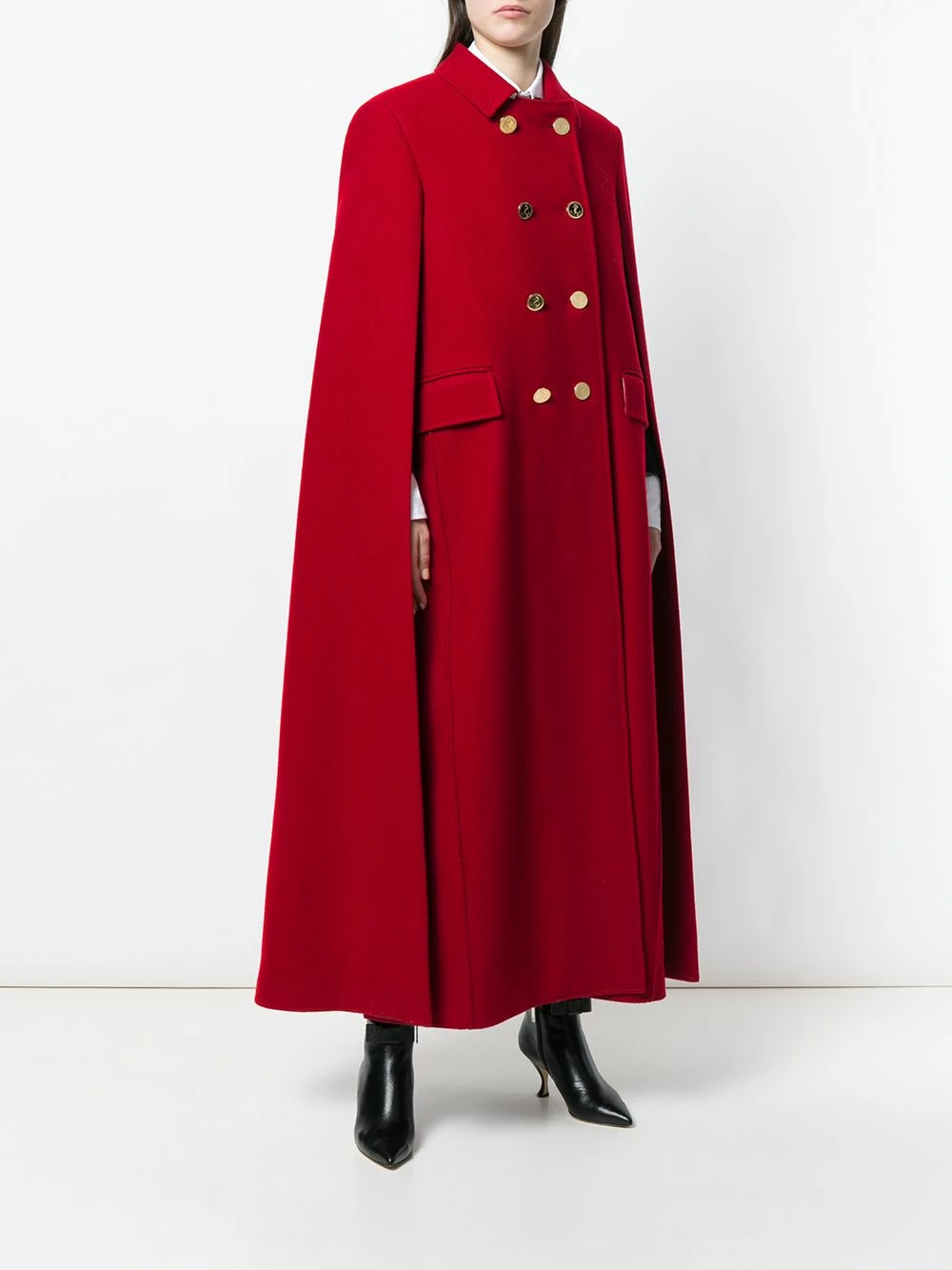 Thom Browne High Button Pintuck Double Breasted Cape In Pilot Cloth Melton capes of women 3 Thom Browne High-Button Pintuck Double-Breasted Cape In Pilot Cloth Melton