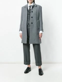 Thom Browne Unlined Bal Collar Overcoat In Boiled Wool