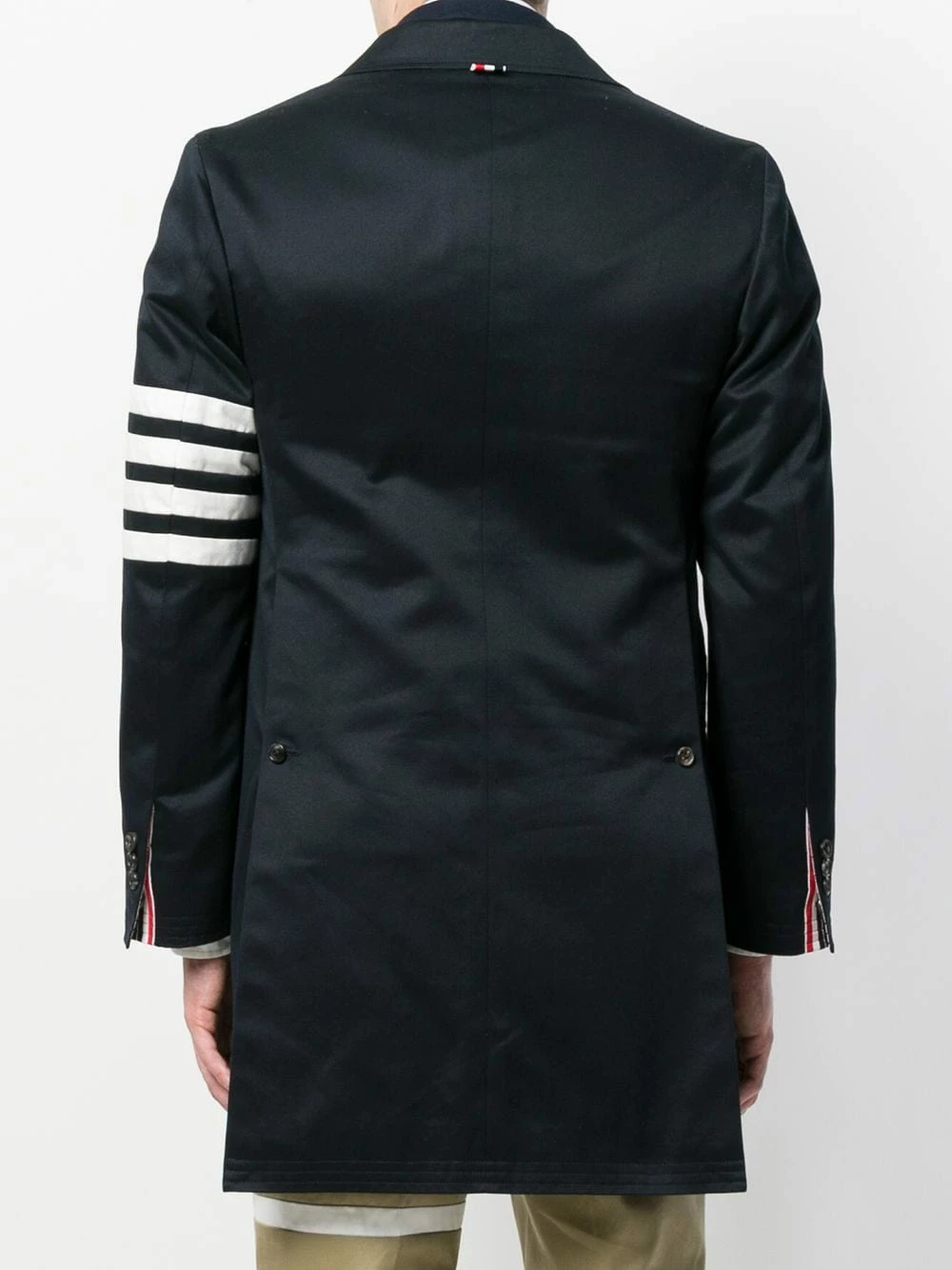 Thom Browne Unconstructed 4 Bar Stripe Classic Chesterfield Overcoat single breasted coats of men 4 Thom Browne Unconstructed 4-Bar Stripe Classic Chesterfield Overcoat