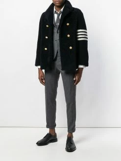 Thom Browne Unconstructed Classic Shearling Peacoat